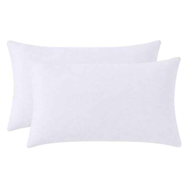 Protector de Almohada Estilo Sobre Tamaño Estándar REGALWOVEN, Paquete de 2, Fundas de Almohada de Poliéster Impermeables, Adecuadas para Uso en Hogar y Hotel Blanco Queen