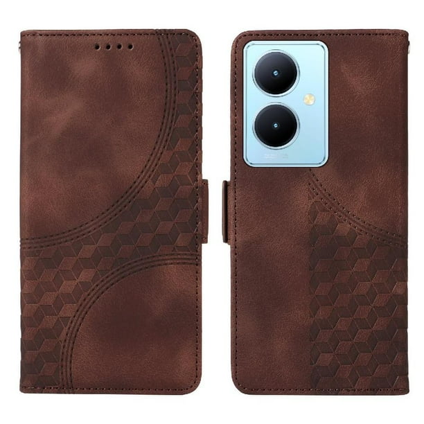 Carcasa FOXDOCK Vivo V29 Lite de cuero PU, diseño acolchado clásico, protección contra caídas y rayones