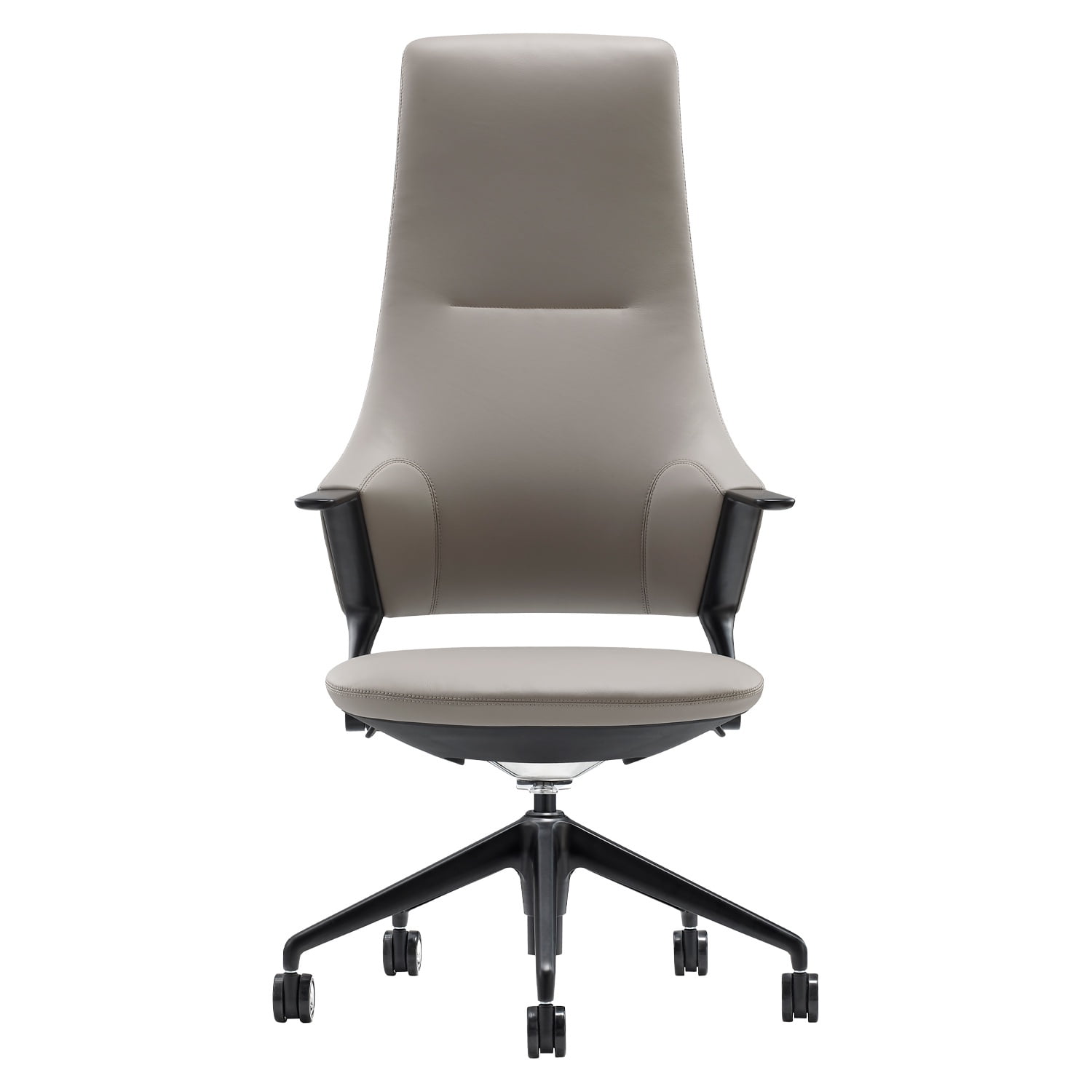 Ofixchile - Sillón Gerencial Altezza Gris Claro Respaldo Alto En Cuero Pu Ofix