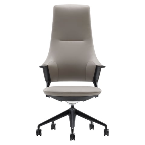 Ofixchile - Sillón Gerencial Altezza Gris Claro Respaldo Alto En Cuero Pu Ofix