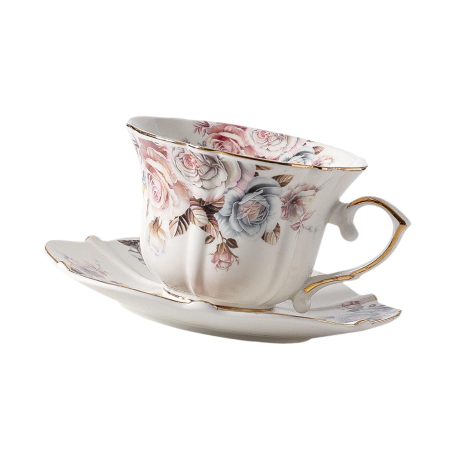 Magideal - Adorno Para Taza De Café, Regalo De Cumpleaños, Fácil De Limpiar, Uso Comercial, Capacidad De 200 Ml, Diseño Floral, Taza De Té Para El Hogar Con Band