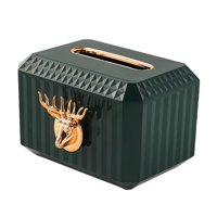 Magideal - Servilletero De Lujo, Estuche Organizador Decorativo, Escultura De Cabeza De Ciervo, Caja De Pañuelos Faciales Rectangular Para Baño, Hotel, Tocador, Verde