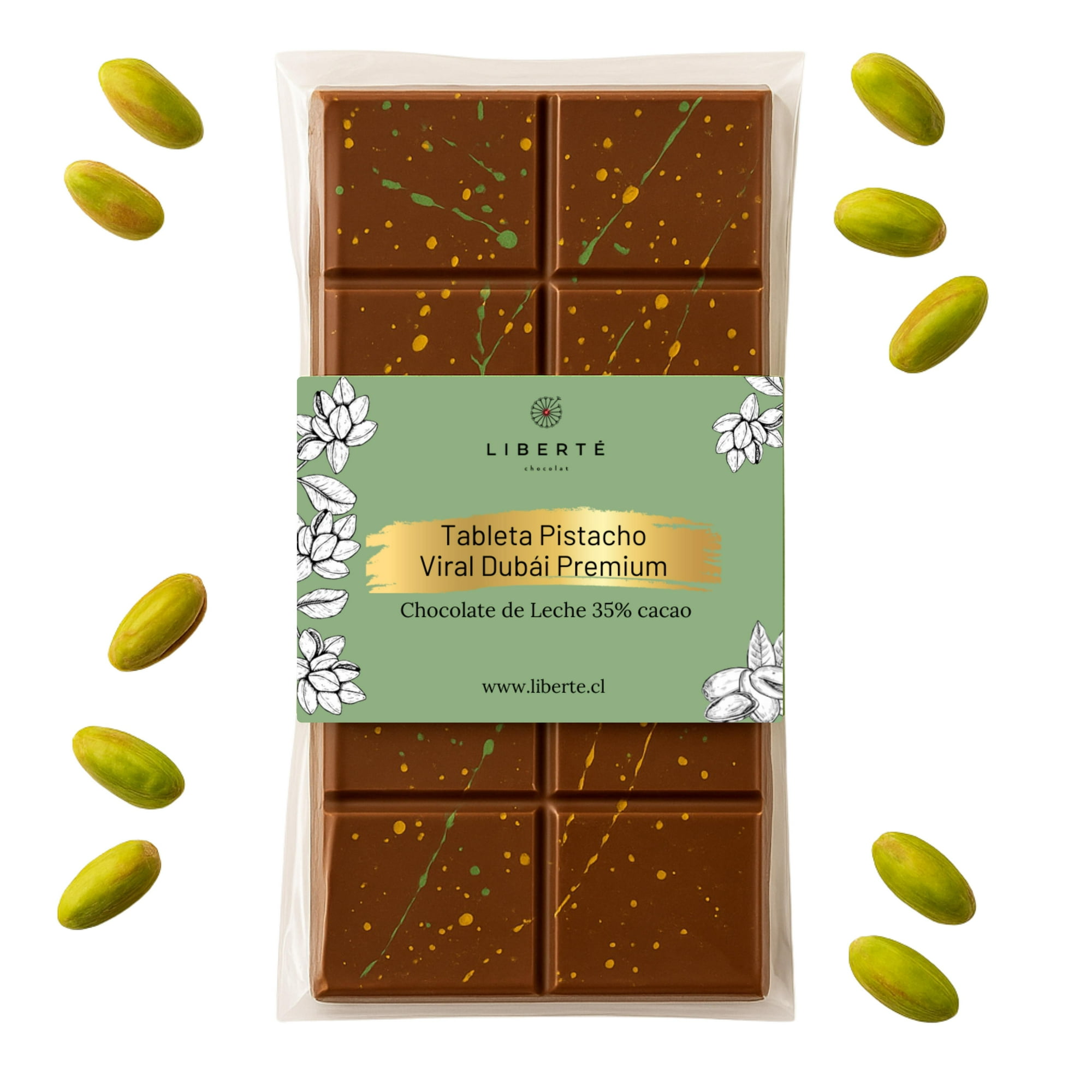 Liberté Chocolat - Tableta Viral De Dubái Chocolate Leche - Pistacho Habibi