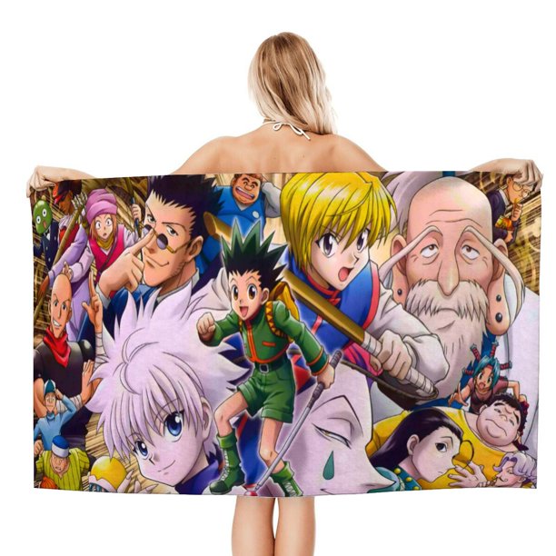 Hunter × Hunter Toalla de playa de secado rápido con diseño temático, regalo para mujeres y niñas, ideal para cumpleaños, fans, amantes de la música, uso en la playa o al aire libre, 78 × 160 cm