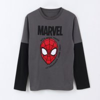 Polera Doble Manga Niño Spiderman Face Gris Marvel