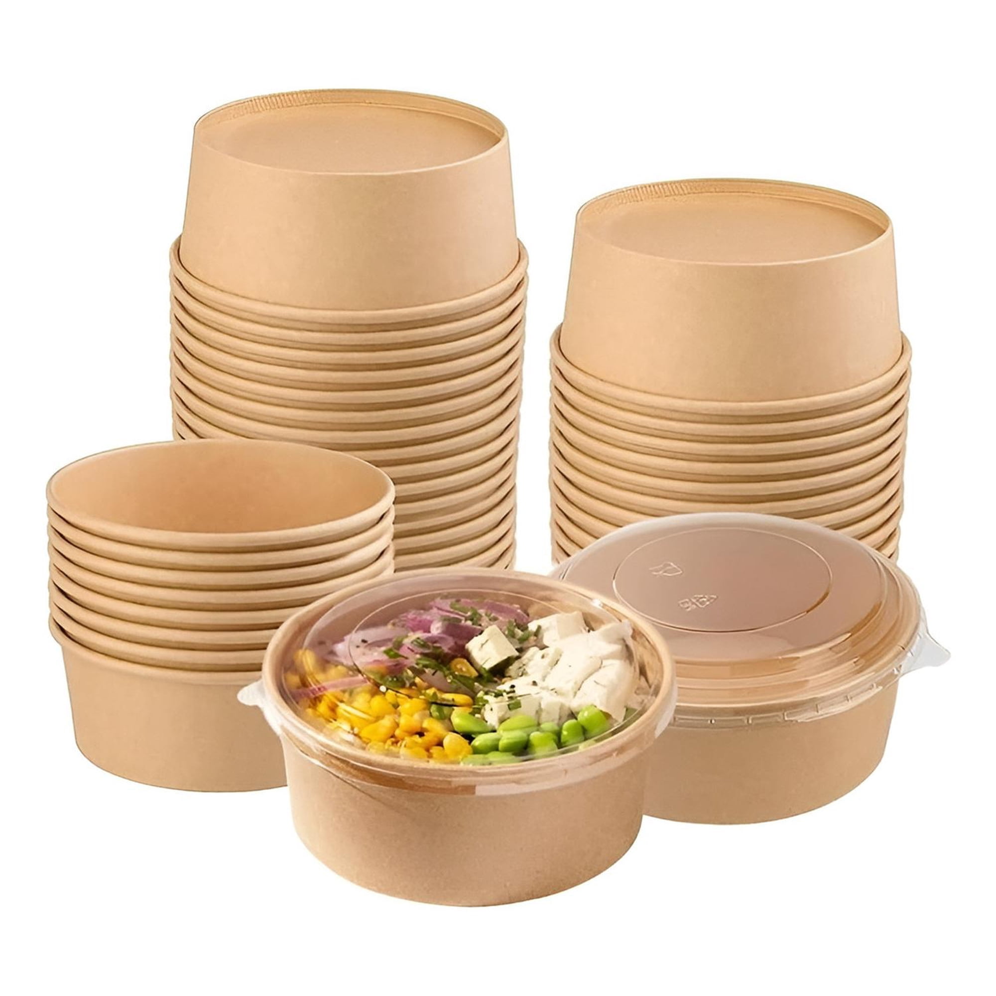 Pasteleriuscl - Bowl Con Tapa Bowls Plastico Polipapel Kraft Envase 500cc