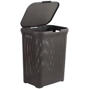 Reyplast - Cesto Canasto Para Ropa Ratan 60 Litros Con Tapa Color Café
