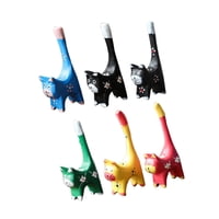 Magideal - 6 Piezas Cat En Miniatura Figuras Pequeñas Estatuas De Madera Artística Moderna Adornos De Escritorio De Escritorio Títeres Para El Estante De Escrito