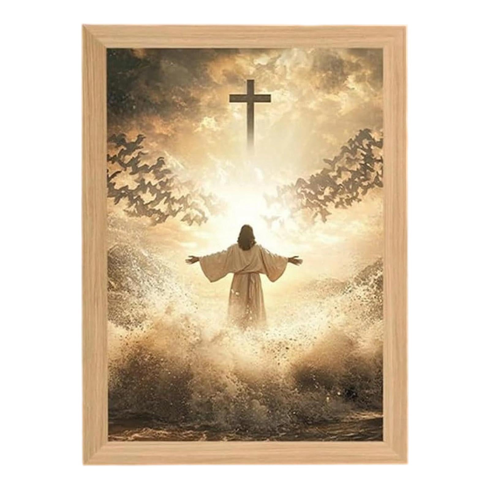 Magideal - Lámpara Jesús Cuadro Con Luz Led 4d Imagen Religiosa Decorativa En Madera Con Diseño Innovador Lámpara Artística Adecuada Para Oración Meditación Ofic Estilo A