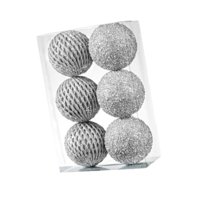 Magideal - 6 Piezas De Bolas De Navidad Para Decoración De Navidad, Colgantes Para Colgar En Interiores, Accesorios De Fotografía, Adorno Para Gabinete, Oficina, Plata