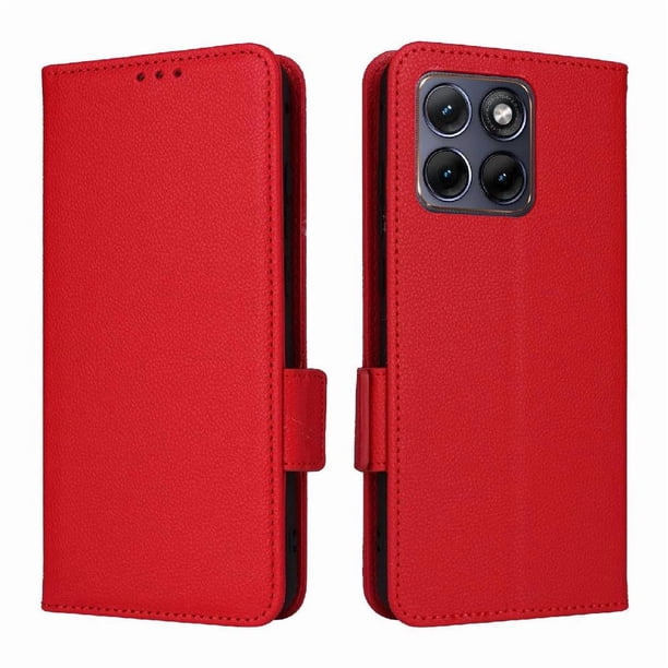 Funda Cartera para Motorola Edge 70 Fusion Tapa Flip con Ranuras y Soporte Rojo