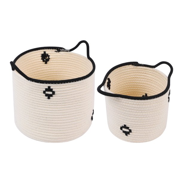 REGALWOVEN 2 Paquetes de Cestas de Almacenamiento Tejidas, Caja de Almacenamiento para Ropa en Estante de Armario, Caja Organizadora con Asas para Decoración del Hogar Blanco