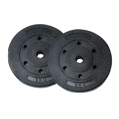 Set 2 Discos Preolimpicos 5kg Overfit Pesas Para Barra Gym Negro