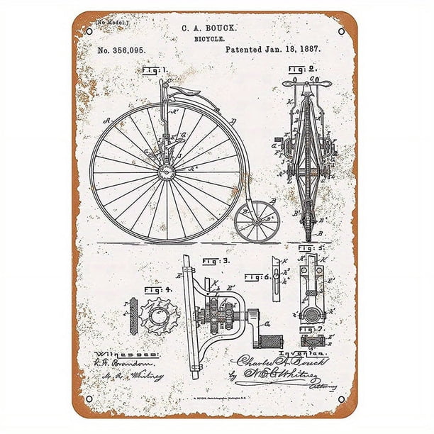 1pc Metal Sign Bicycle Patent Vintage Wall Decor Home Decor Vintage Signs 12x8inch
