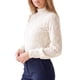 thumbnail image 4 of INSPIRE CHIC Blusa de Mujer Encaje Floral Cuello Simulado con Bordes Festoneados Hueco Peludo Victoriano Elegante Manga Larga de Linterna Camisas de Otoño Tallas Grandes Blanco, 4 of 6