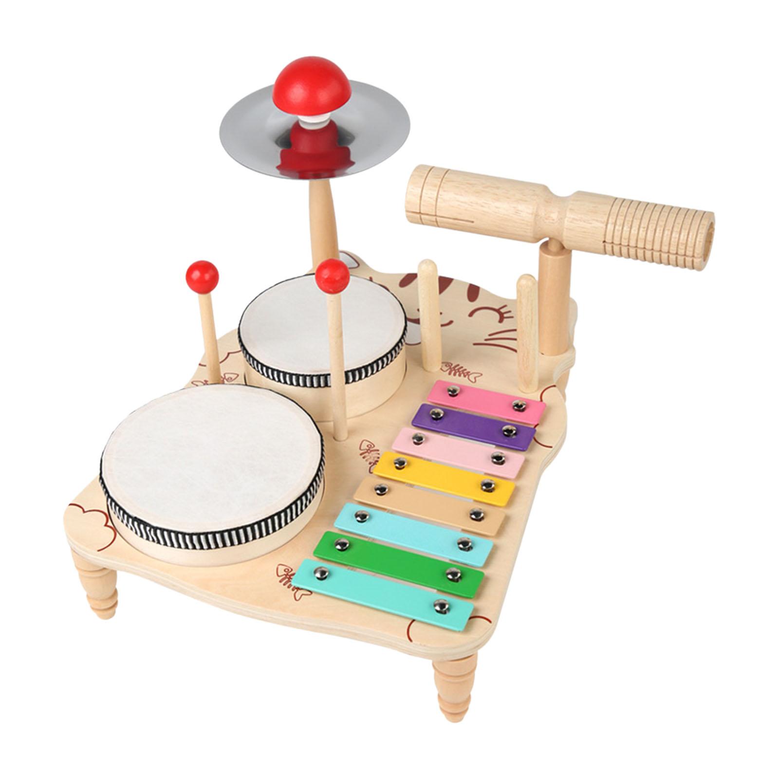 Magideal - Juego De Batería De Xilófono Para Niños, Juego De Batería Para Bebé, Habilidad Motora, Mesa Musical, Instrumentos Musicales Montessori Para Niños, Rec