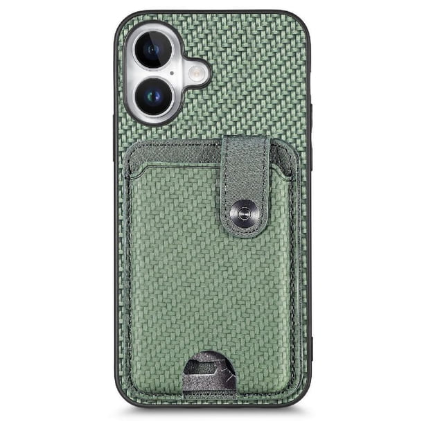 Funda Billetera Tejida para iPhone 16 Plus con Soporte y Tarjetero Verde