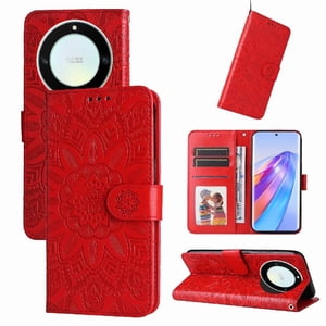 Funda Tipo Cartera Foxdock Para Honor X40 , Diseño Girasol En Relieve, Cuero Pu, Cierre Magnético, Soporte Y Tarjetero