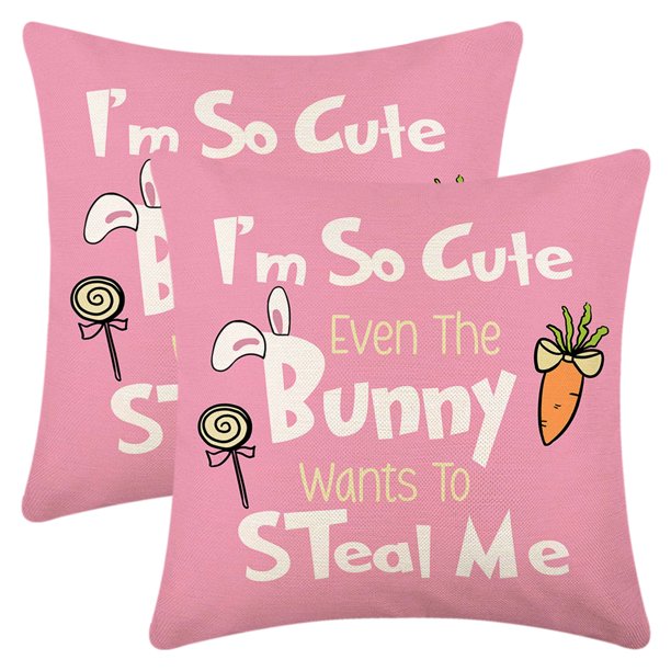 REGALWOVEN Felices Pascuas Funda de Cojín de Conejo Juego de 2 Decoración Floral de Casa de Campo para Sofá Sofá Flor-3 18" x 18"