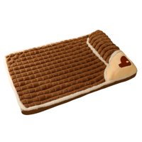 Ioensy - Cama Para Perros Con Alfombrilla De Almohada Cama Para Mascotas Lavable Para Perros Pequeños Medianos Marrón Grueso M