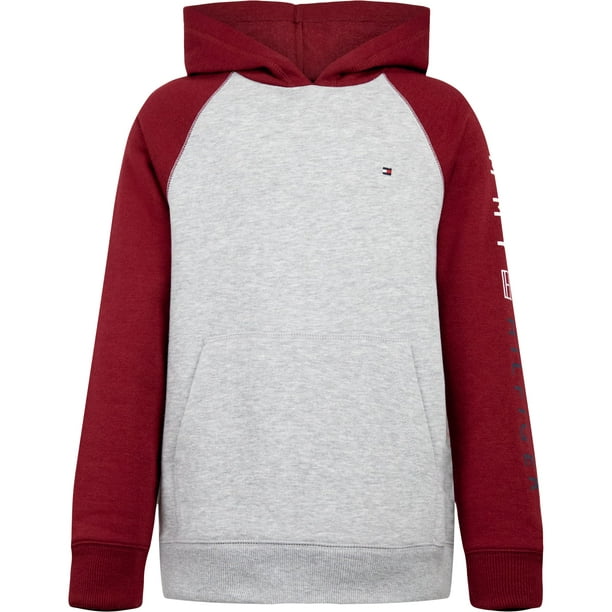 Sudadera con capucha Tommy Hilfiger para niños, manga larga, forro polar, color gris, talla 4