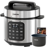 Olla A Presión Eléctrica Carori De 6 Cuartos De Galón Plateada Con 12 Ajustes Preestablecidos