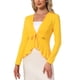 thumbnail image 1 of INSPIRE CHIC Cárdigan de punto abierto con lazo al frente, manga larga, dobladillo con volantes, para mujer, regreso a clases, XL Amarillo Intenso, 1 of 6