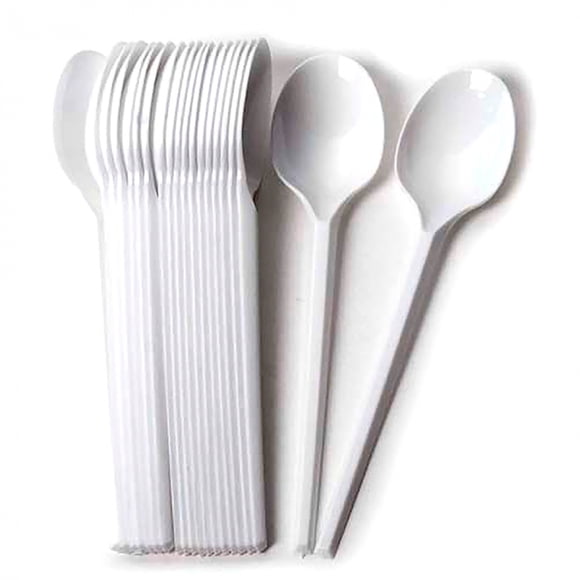Cuchara Plástica Blanca De 14cm Pack 100 Unidades Desechables
