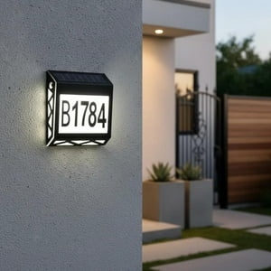 Pro Outdoor - Aplique Solar Contra Agua Con Numeros De Casa Gris