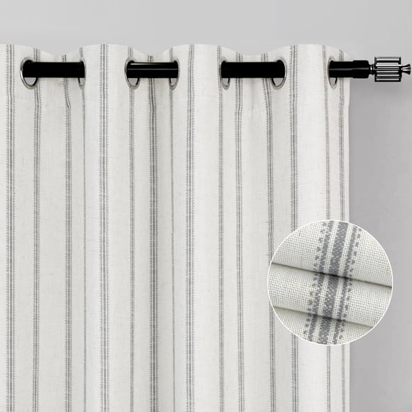 Cortinas DriftAway Farmhouse, mezcla de lino, opacas, 244 cm, color gris