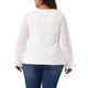 thumbnail image 3 of Agnes Orinda Blusa Casual Elegante para Mujer Talla Grande, Estilo Escolar Universitario, Encaje Floral de Doble Capa, Cuello en V, Manga Larga Transparente, Túnica, Talla 4X, Color Blanco, 3 of 6