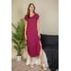 thumbnail image 1 of Saronite Vestido Largo con Escote en V, Mangas Murciélago y Bolsillos Ocultos, Color Burdeos (para Mujer), 1 of 5