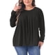 thumbnail image 1 of Agnes Orinda Conjuntos de Halloween Tops para Mujer de Talla Grande Blusas Elegantes de Manga Larga con Cuello Redondo Plisado Camisas Sueltas Casuales 3X Negro, 1 of 5