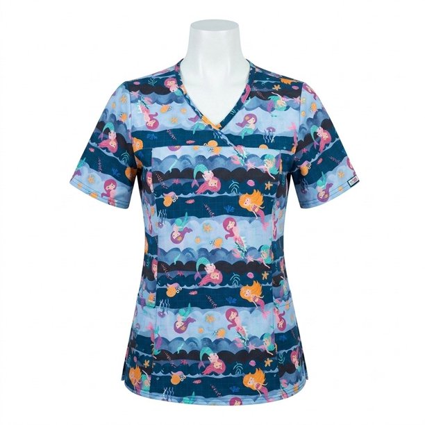 Delantal Mujer elasticado estampado. - Azul Marino- 2424