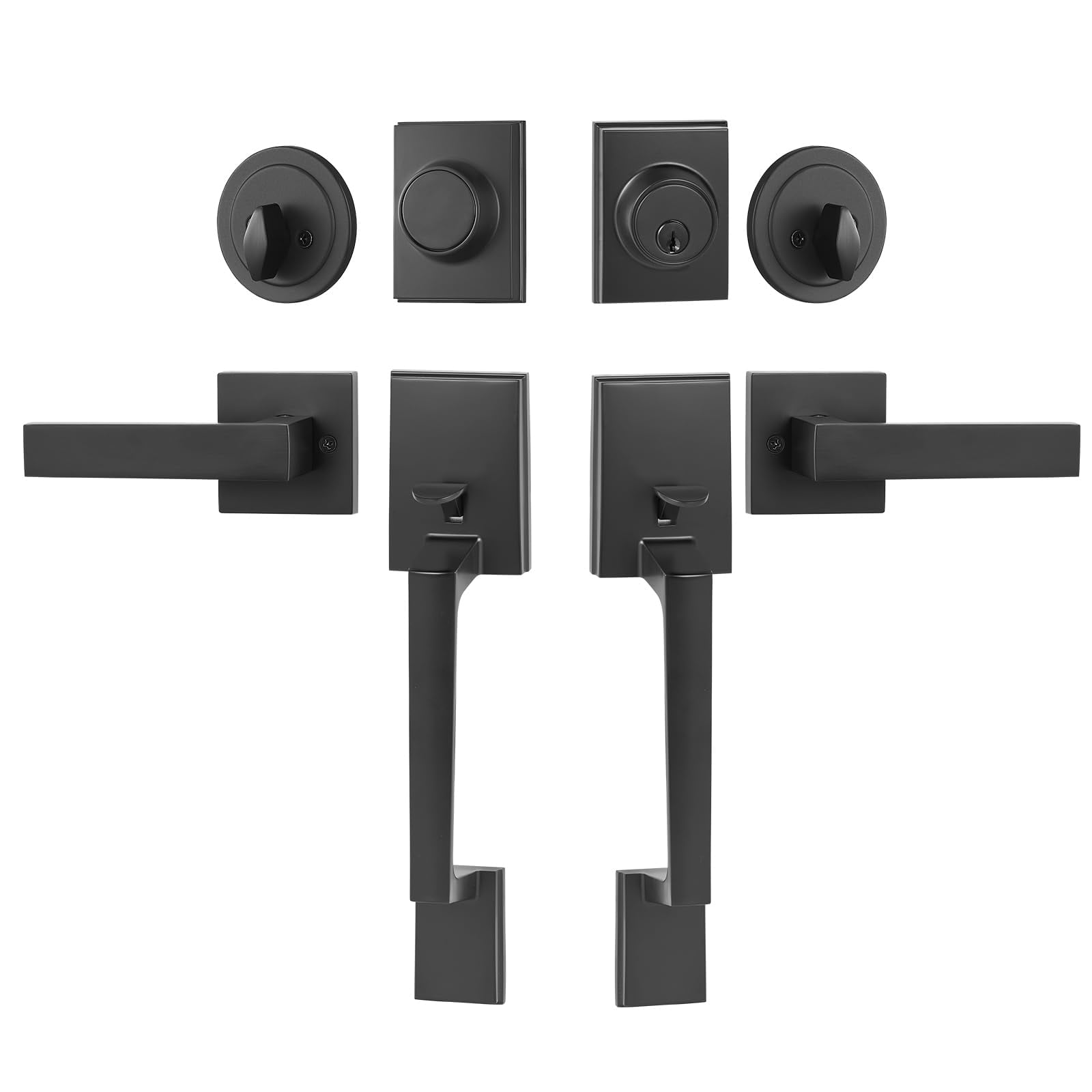 Juego De Manijas De Puerta Vevor, Cerradura De Doble Puerta Cuadrada Negra Mate
