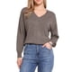 thumbnail image 1 of INSPIRE CHIC Suéter de Cuello en V para Mujer, Jersey Ligero de Manga Larga Casual, Tops de Punto Suave S Marrón, 1 of 6