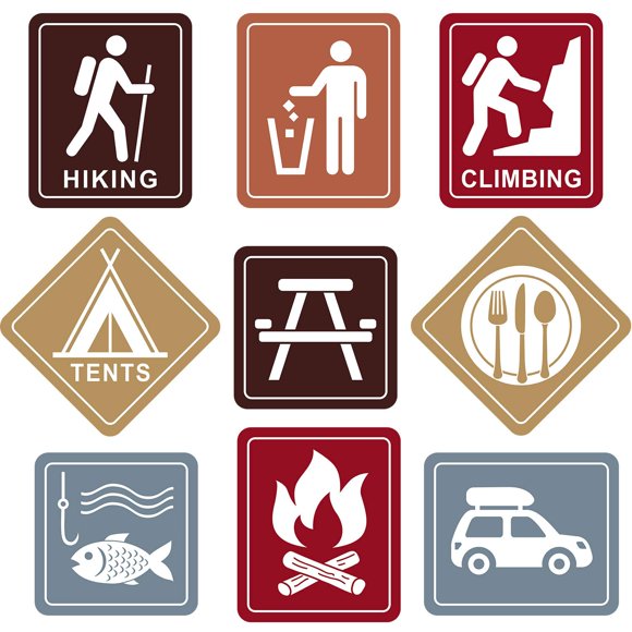 Letreros recortados para decoración de fiesta con temática de acampada de Blulu, 9 unidades