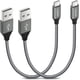 thumbnail image 1 of Cable de carga USB-A a USB-C de 30 cm, paquete de 2, color gris, 1 of 8