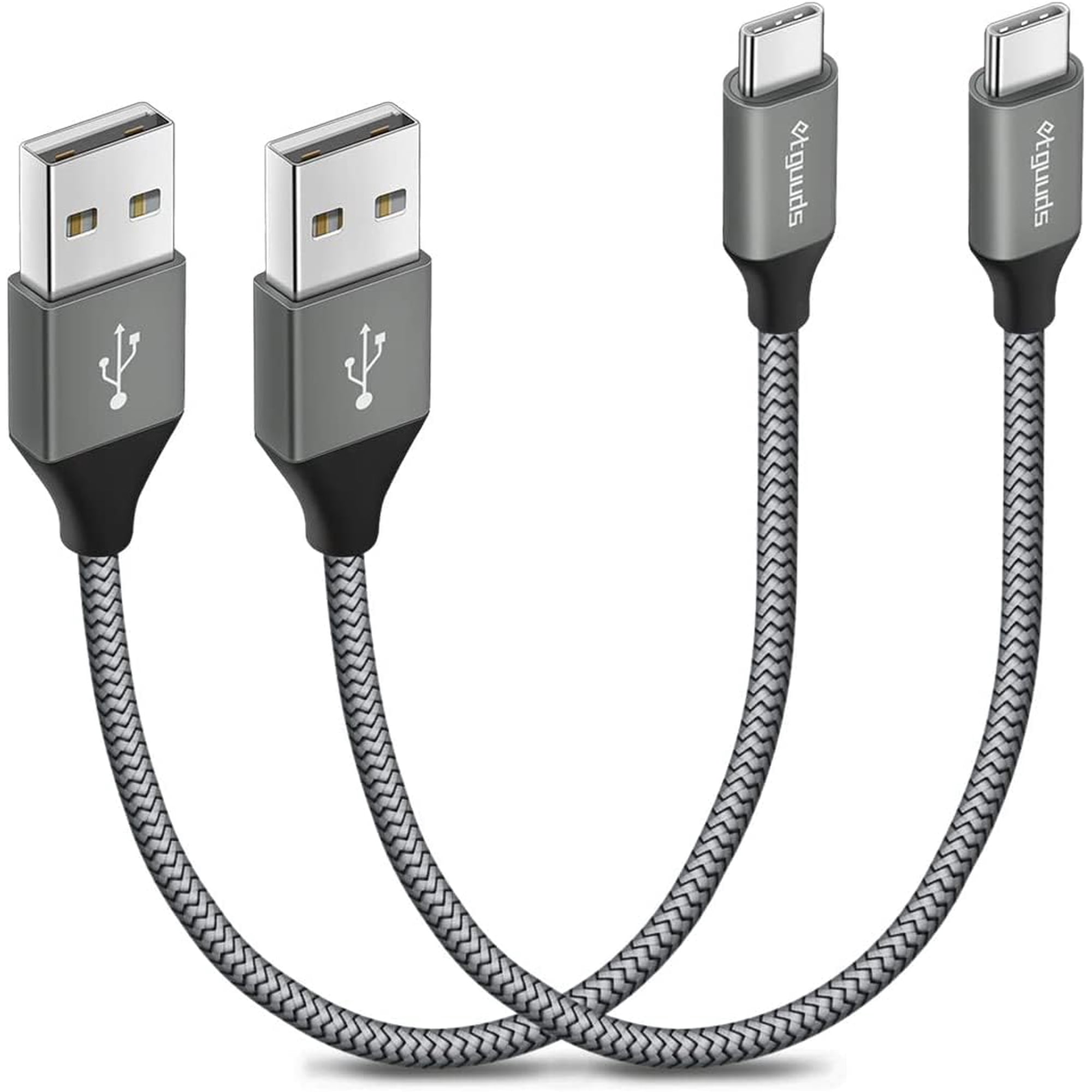 Etguuds - Cable De Carga Usb-a A Usb-c De 30 Cm, Paquete De 2, Color Gris