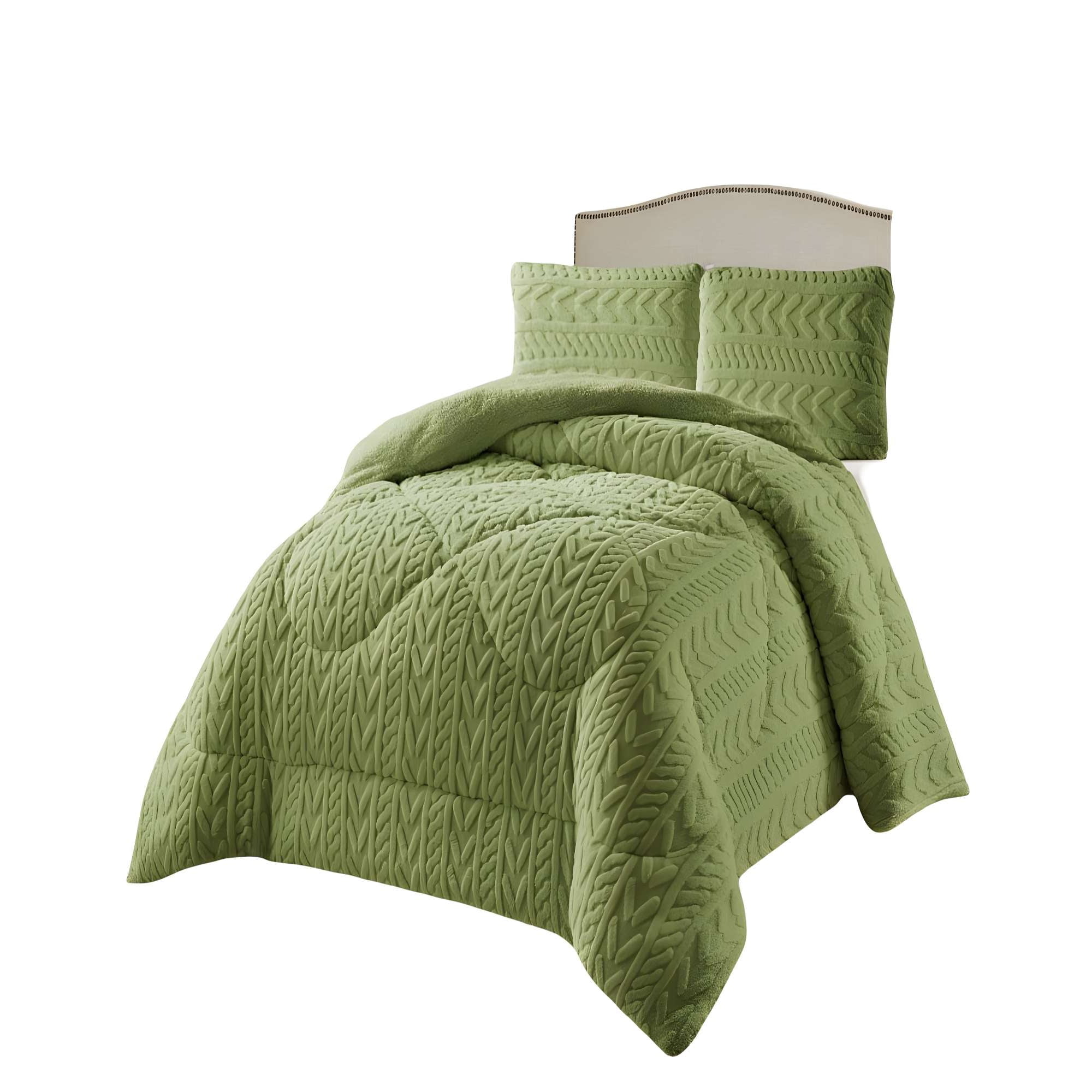 Genérico - Cobertor Sherpa Texturizado Rm Plaza Y Media Verde