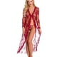 thumbnail image 1 of Lingerie For Women Long Lace Front Open Semi-Sheer Mesh Night Robe Sleep Lingerie, 1 of 3