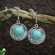 thumbnail image 3 of 1pair Boho Style Vintage Earrings with Turquoise - Ancient Silvery Design for Women and Girls, 3 of 5