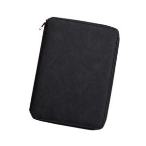 Magideal - Cuaderno De Bolsillo Con Cremallera, Cuaderno De Notas, Carpeta Para Reuniones, Diario, Carpeta De 6 Anillas, Cuaderno Para Viajes De Negocios, Profes Negro