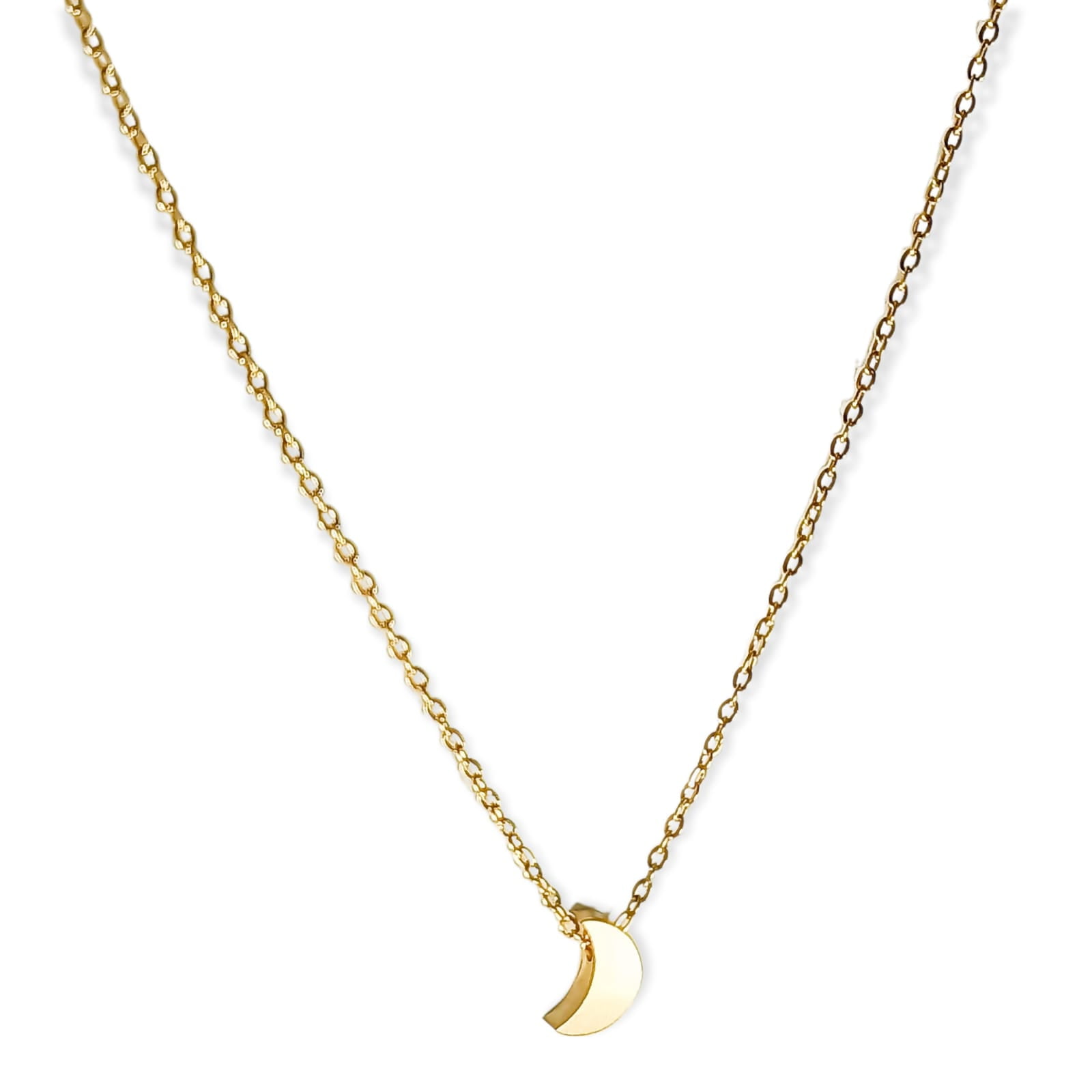 Elbauldejuma - Cadena Colgante Luna Minimalista Chapada En Oro 18k