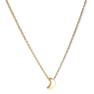 Elbauldejuma - Cadena Colgante Luna Minimalista Chapada En Oro 18K