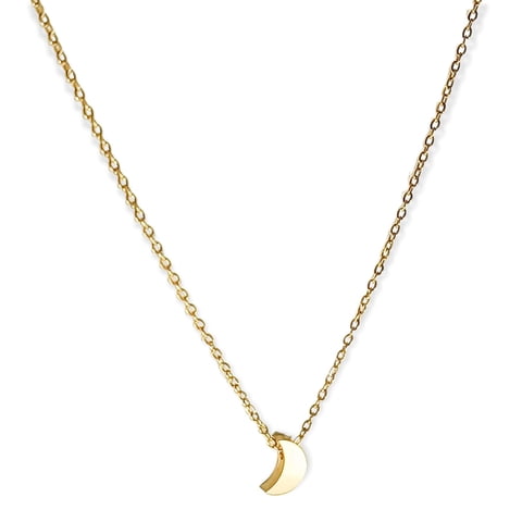 Elbauldejuma - Cadena Colgante Luna Minimalista Chapada En Oro 18K