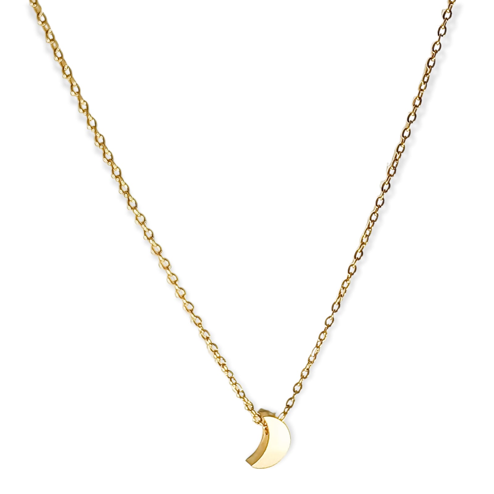 Elbauldejuma - Cadena Colgante Luna Minimalista Chapada En Oro 18K