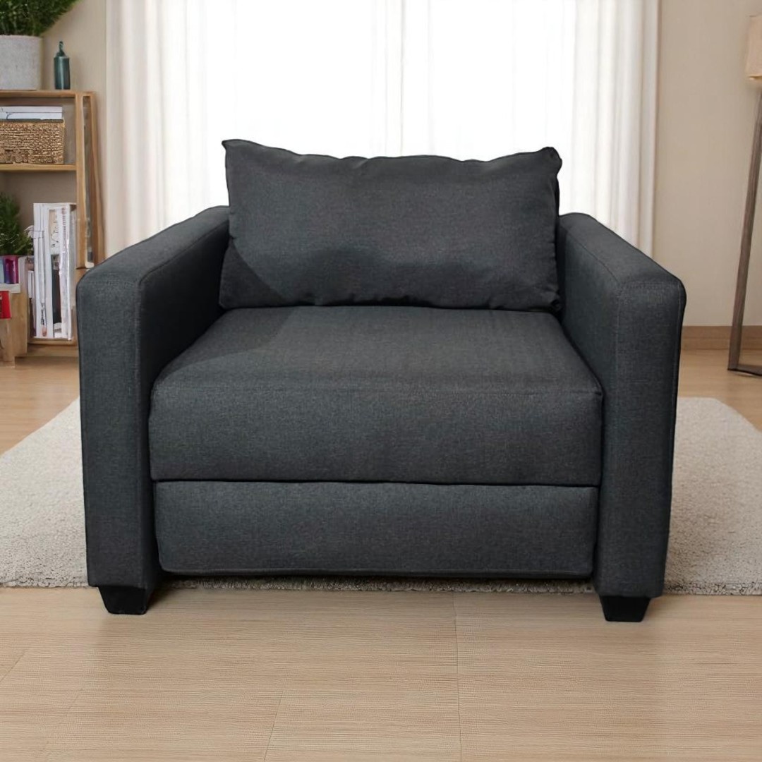 Diseños Valestrini - Sofa Cama Multifuncional Un Cuerpo Lino Gris Oscuro