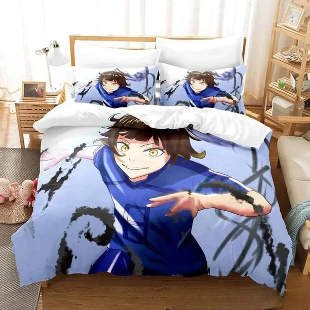 Fashion Blue Lock Bedding Set Boys Girls Size Duvet Cover Pillowcase Bed boys Adult Home Textiles Bed Sheets