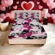 thumbnail image 1 of Gothic Skull Flower Pattern Printed Fitted Sheet Set Both Stylish and Warmly Romantic Suitable for All Seasons! An Ideal Gift for Family Friends Holidays and Pa, 1 of 1